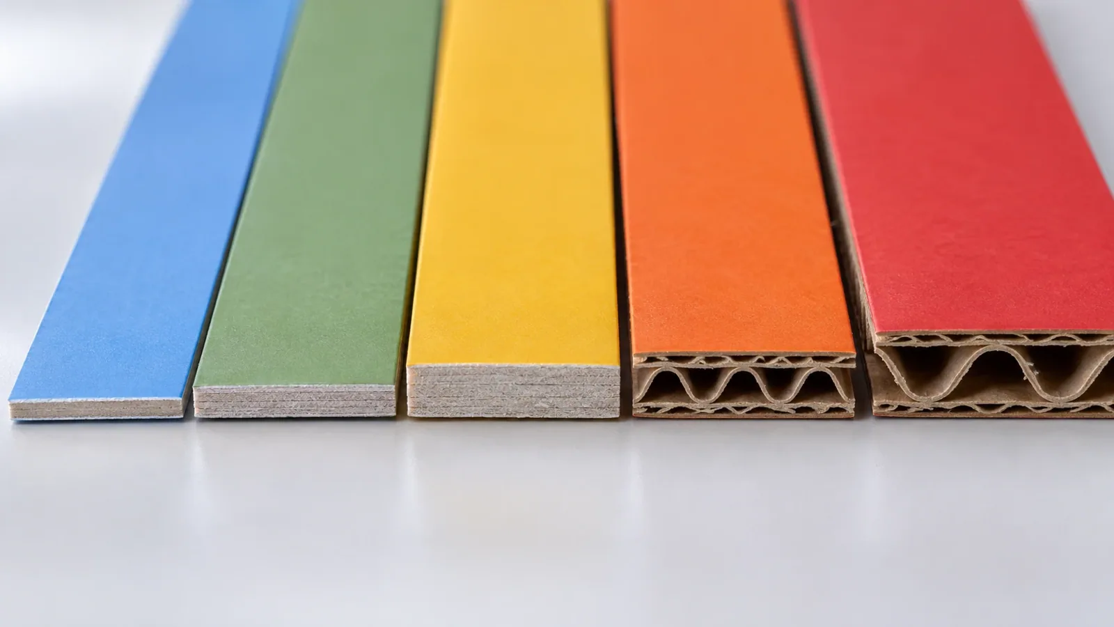 Paperboard thicknesses side by side